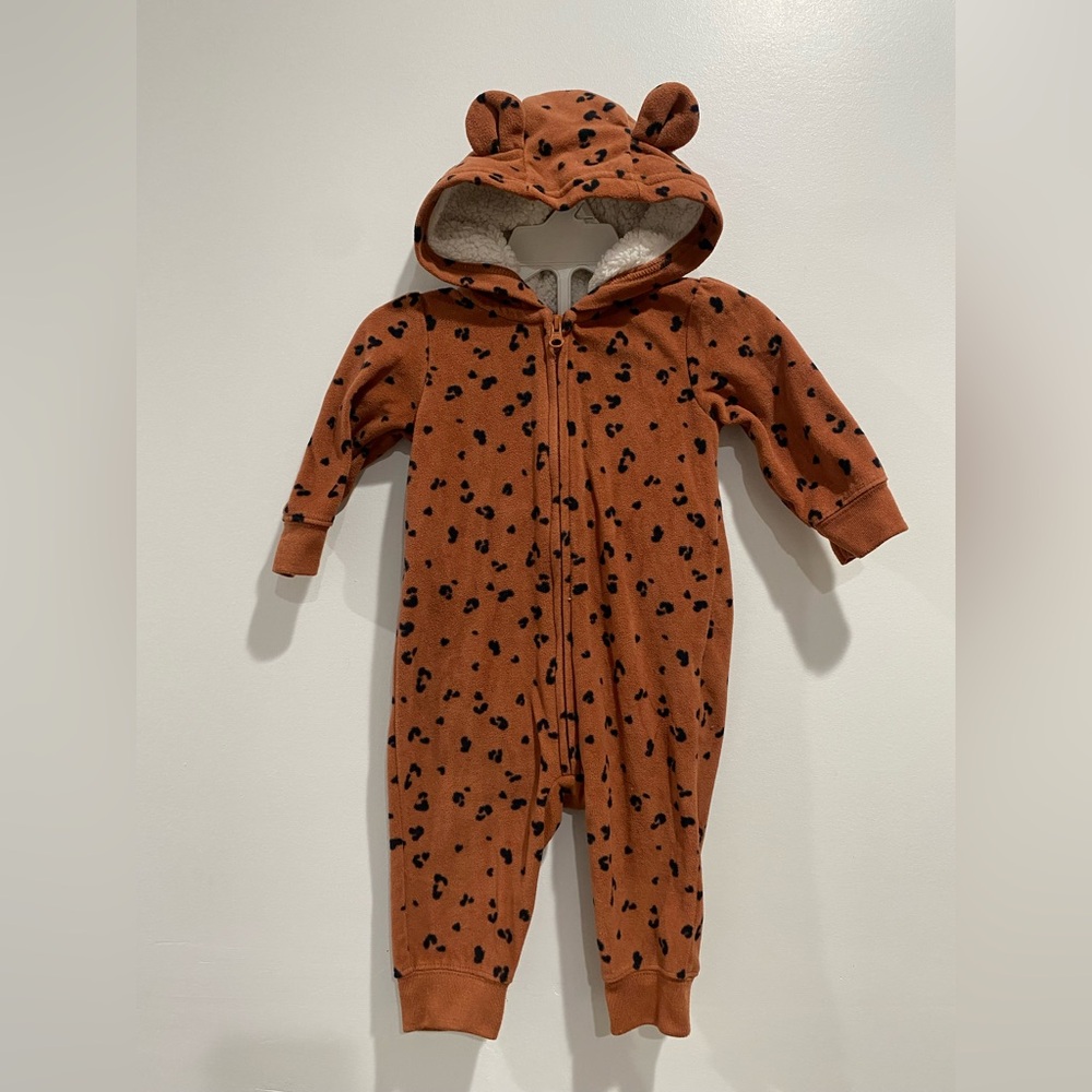 Carter’s Baby Leopard Hooded Fleece Jumpsuit / 3 - 6 Months